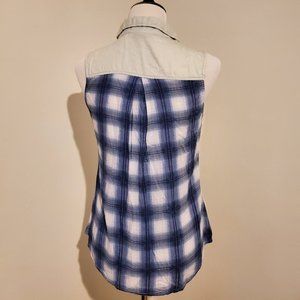 Checkered Back Button Up Tank